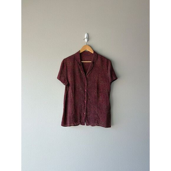 Amanda smith 90s silk button front short sleeve - Picture 1 of 8